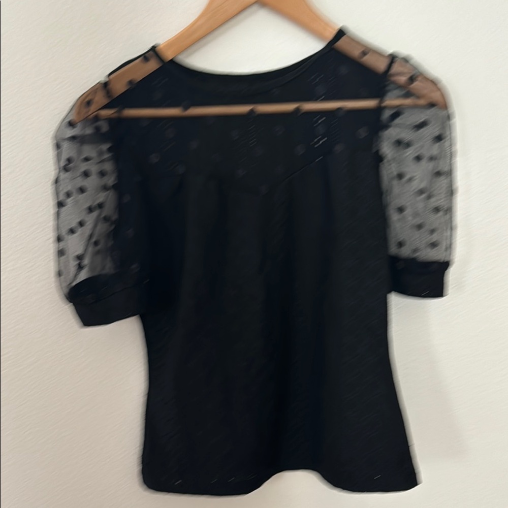 Elegant Black Sheer Sleeve Top